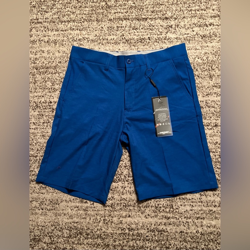 NWT/ HEAD GOLF Men's Vibrant Blue Flat Front golf or (active) shorts .  Size 30